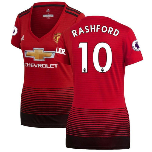10-Marcus Rashford Manchester United Women's 2018-19 Home Player Jersey – Red