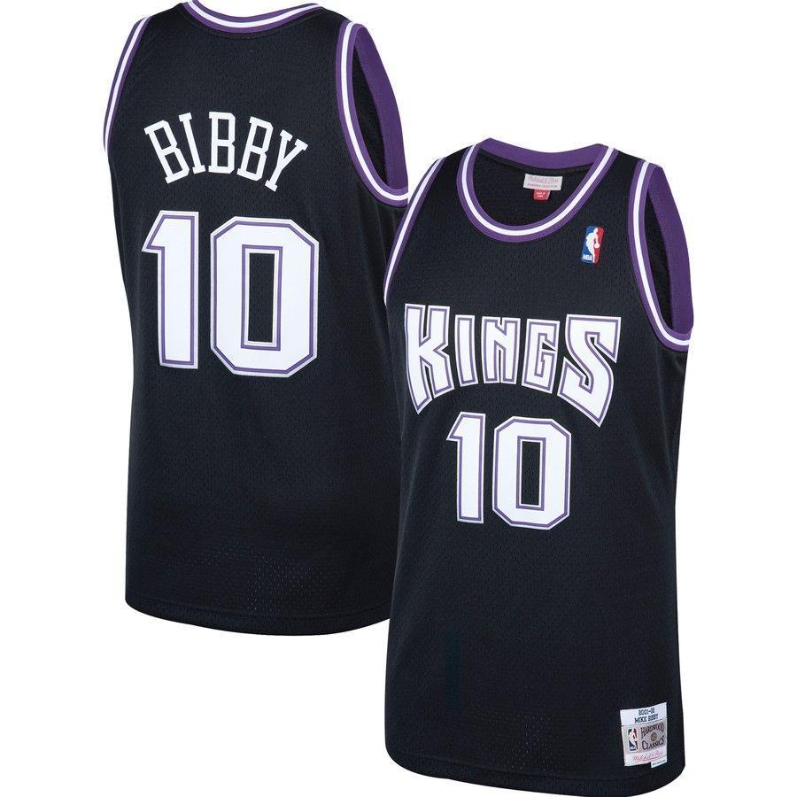 10-Mike Bibby Sacramento Kings  2001-02 Hardwood Classics Swingman Jersey – Black