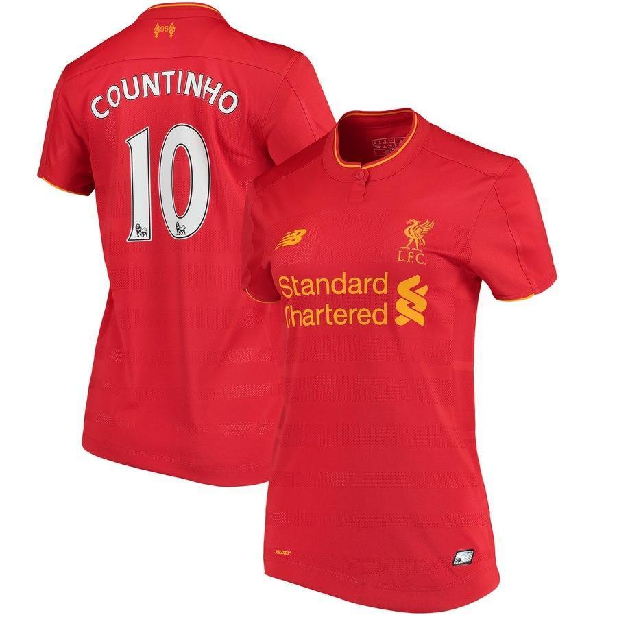 10-Philippe Coutinho Liverpool New Balance Women's 2016-17 Home Jersey - Red