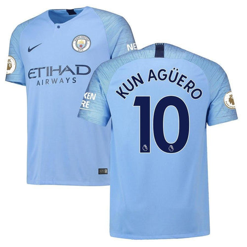 10-Sergio Aguero Manchester City 2018-19 Home Player Jersey – Blue