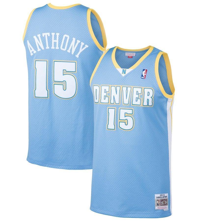 15-Carmelo Anthony Denver Nuggets Hardwood Classics Swingman Jersey - Light Blue