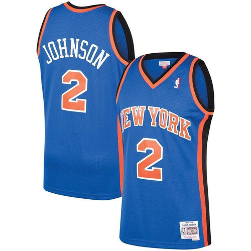 2-Larry Johnson New York Knicks  1991-92 Hardwood Classics Swingman Jersey – Blue