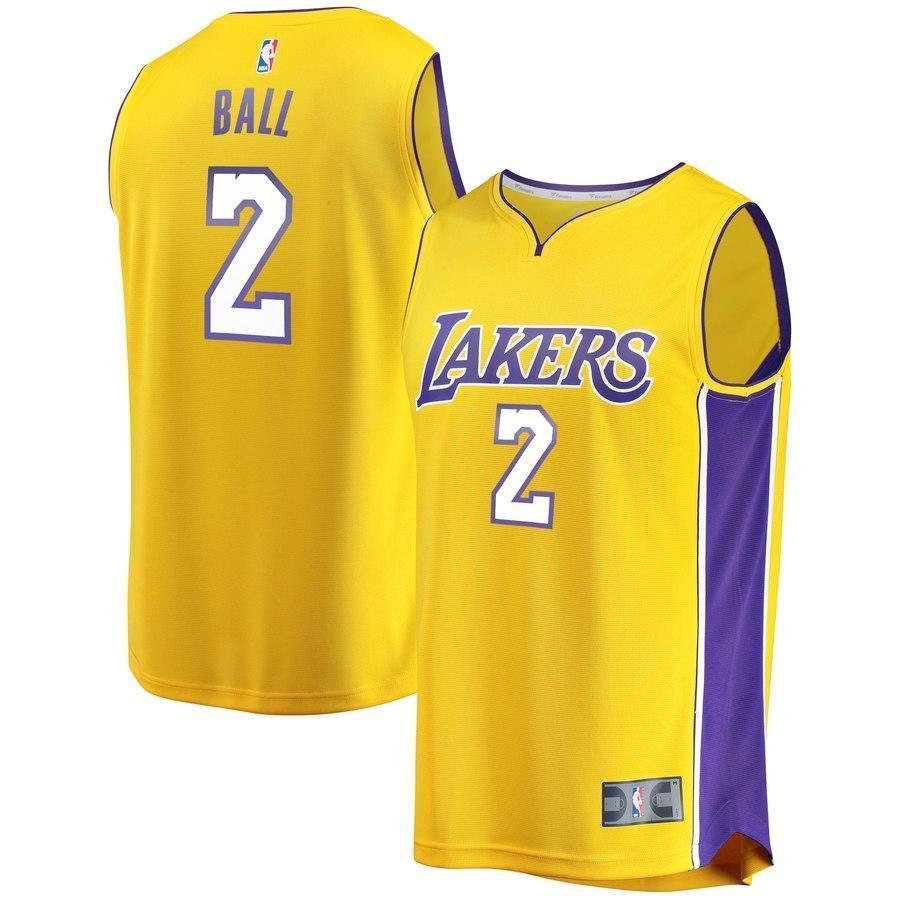 2-Lonzo Ball Los Angeles Lakers  Jersey Gold - Icon Edition