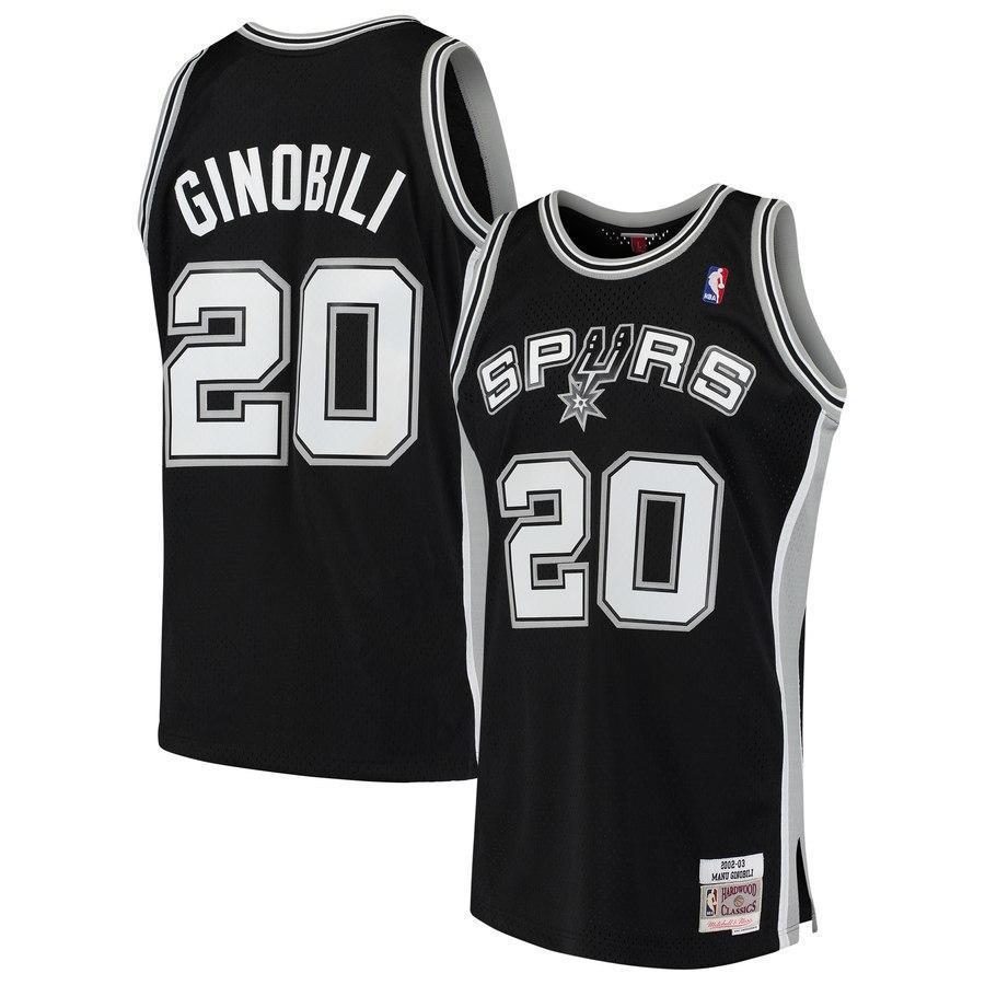 20-Manu Ginobili San Antonio Spurs  2002-03 Hardwood Classics Swingman Jersey – Black