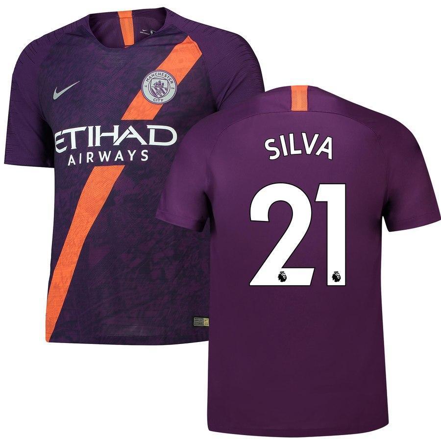 21-David Silva Manchester City 2018-19 Third Stadium Player Jersey – Purple