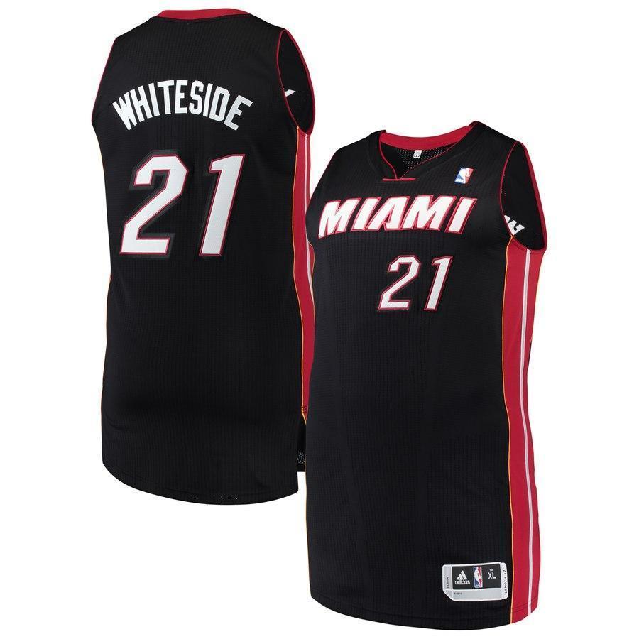 21-Hassan Whiteside Miami Heat  Authentic Jersey - Black
