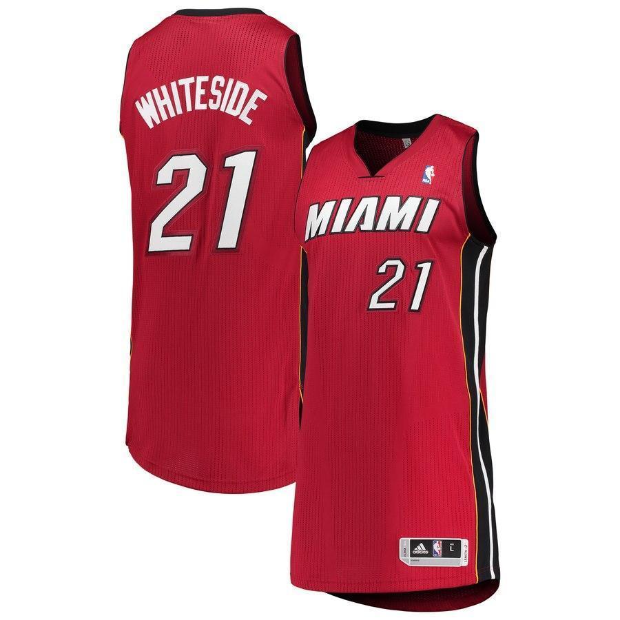 21-Hassan Whiteside Miami Heat  Authentic Jersey - Red