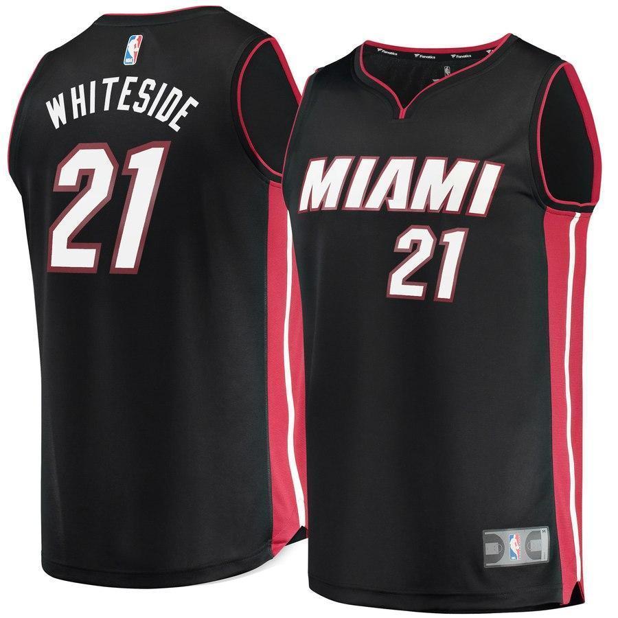 21-Hassan Whiteside Miami Heat Jersey Black - Icon Edition