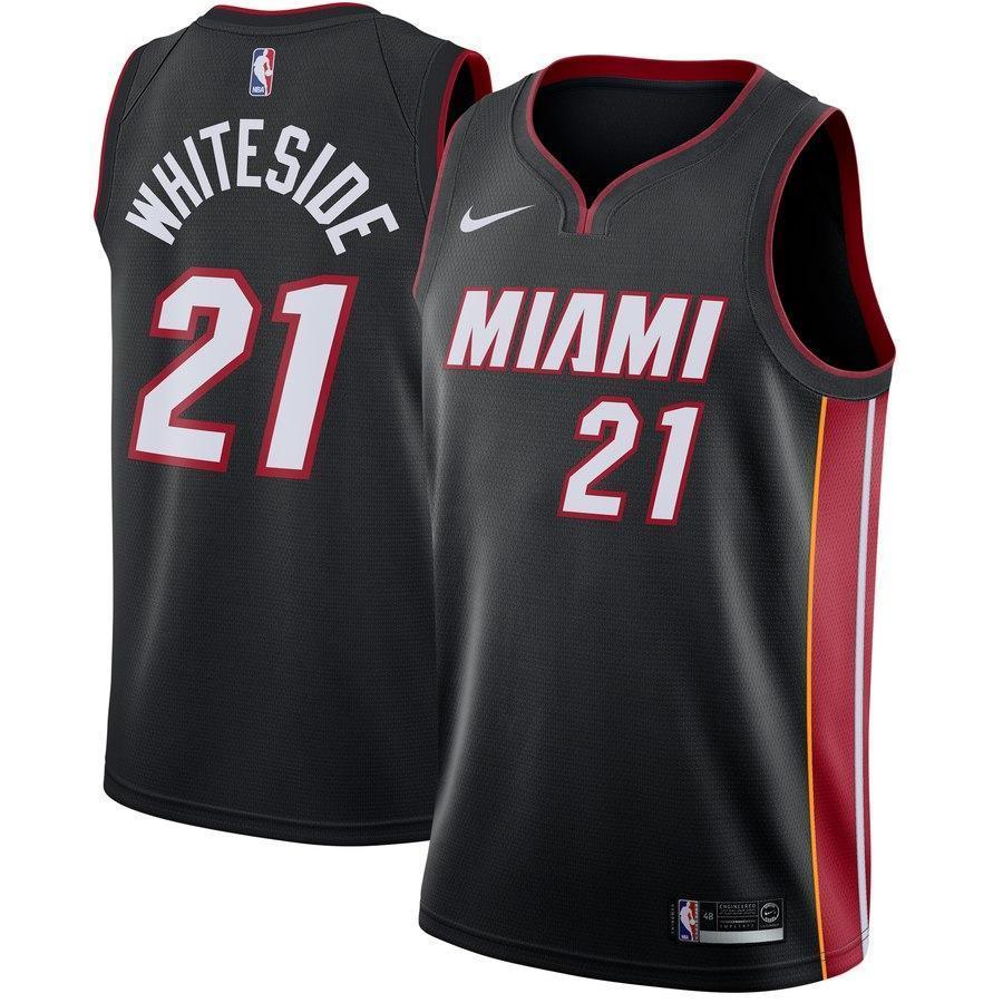 21-Hassan Whiteside Miami Heat Swingman Jersey Black - Icon Edition