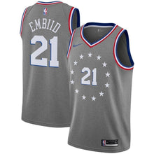 Load image into Gallery viewer, 21-Joel Embiid Philadelphia 76ers 2018-19 Swingman Jersey – City Edition – Gray