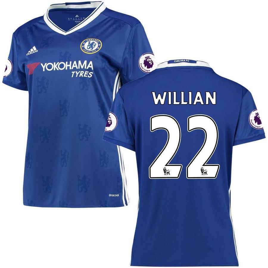 22-Willian Borges da Silva Chelsea Women's 2016-2017 Home Player Jersey - Blue