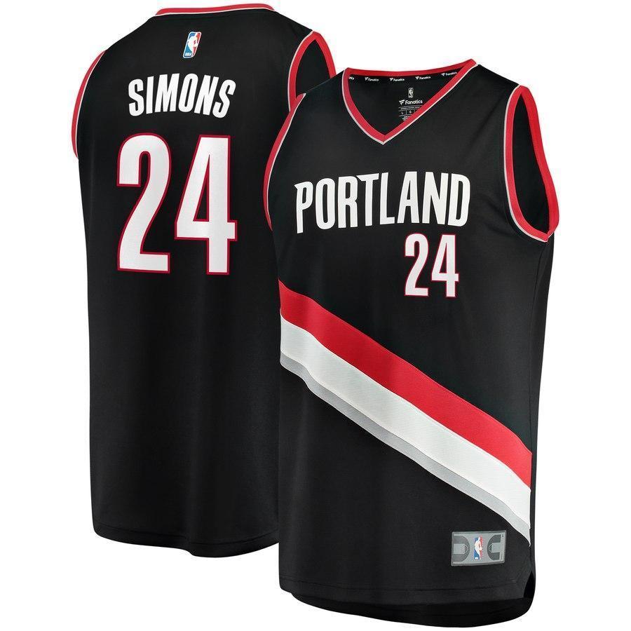 24-Anfernee Simons Portland Trail Blazers  2018 NBA Draft First Round Pick Fast  Jersey Black – Icon Edition