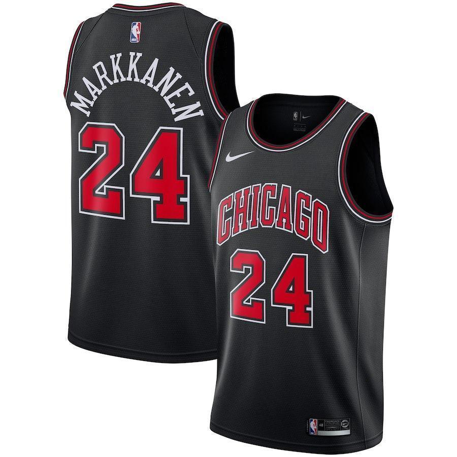 24-Lauri Markkanen Chicago Bulls Swingman Jersey - Statement Edition – Black