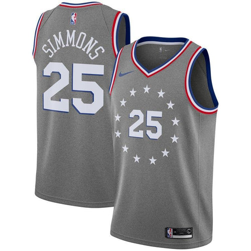 25-Ben Simmons Philadelphia 76ers 2018-19 Swingman Jersey – City Edition – Gray
