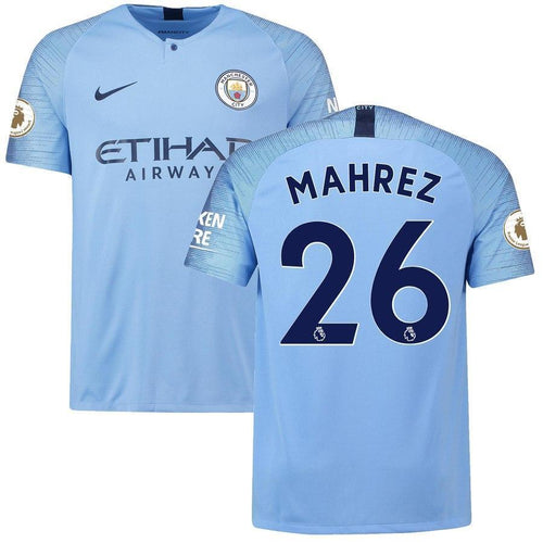 26-Riyad Mahrez Manchester City 2018-19 Home Stadium Player Jersey – Blue