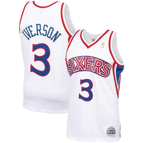 3-Allen Iverson Philadelphia 76ers  1996-97 Hardwood Classics Swingman Jersey – White