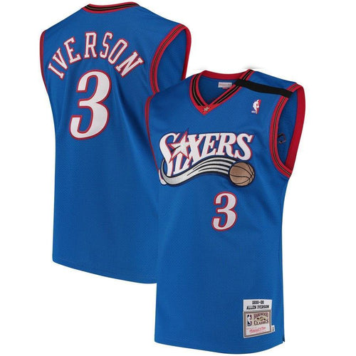 3-Allen Iverson Philadelphia 76ers 1999-2000 Hardwood Classics Authentic Jersey - Royal