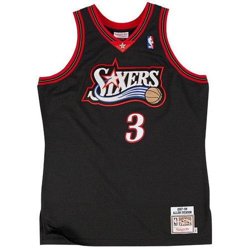 3-Allen Iverson Philadelphia 76ers  Authentic Basketball Jersey - Black