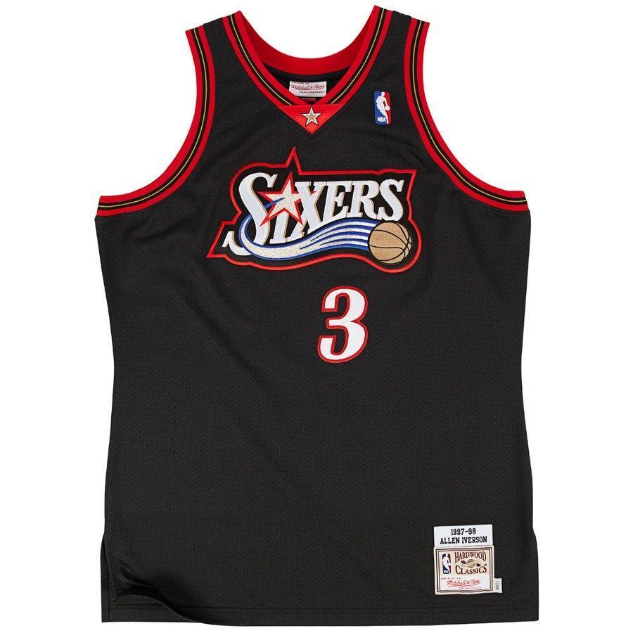 3-Allen Iverson Philadelphia 76ers  Authentic Basketball Jersey - Black