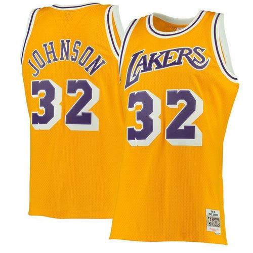 32-Magic Johnson Los Angeles Lakers  Hardwood Classics Swingman Jersey - Gold