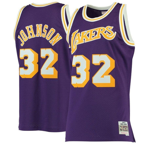 32-Magic Johnson Los Angeles Lakers  Hardwood Classics Swingman Jersey - Purple