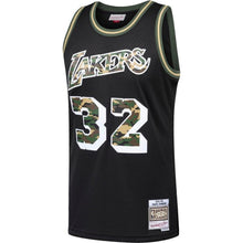 Load image into Gallery viewer, 32-Magic Johnson Los Angeles Lakers Straight Fire Camo Swingman Jersey – Black