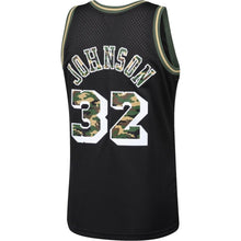 Load image into Gallery viewer, 32-Magic Johnson Los Angeles Lakers Straight Fire Camo Swingman Jersey – Black
