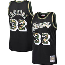 Load image into Gallery viewer, 32-Magic Johnson Los Angeles Lakers Straight Fire Camo Swingman Jersey – Black