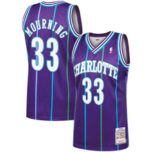 Load image into Gallery viewer, 33-Alonzo Mourning Charlotte Hornets Hardwood Classics Authentic Jersey - Purple