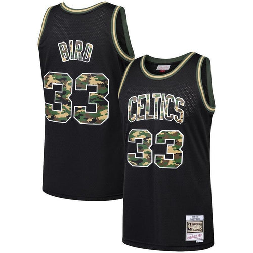 33-Larry Bird Boston Celtics  Straight Fire Camo Swingman Jersey – Black