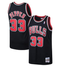 Load image into Gallery viewer, 33-Scottie Pippen Chicago Bulls Hardwood Classics Swingman Jersey - Black
