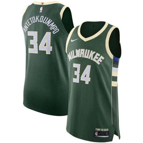 34-Giannis Antetokounmpo Milwaukee Bucks Authentic Player Jersey Hunter Green - Icon Edition