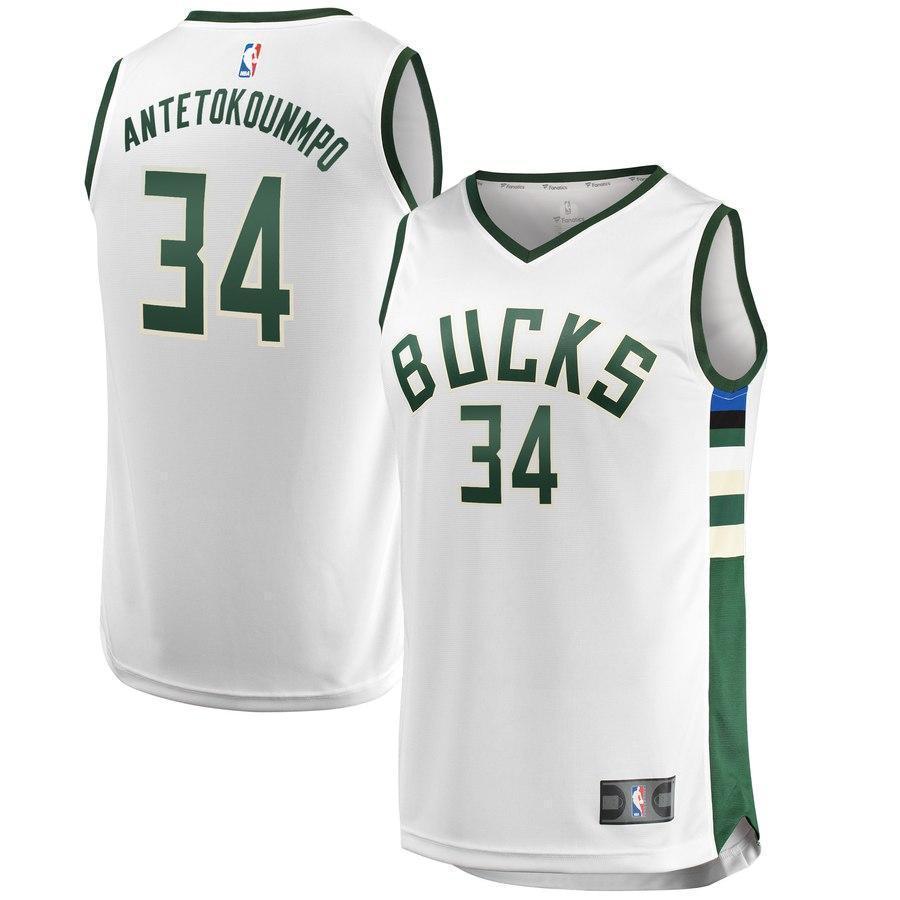 34-Giannis Antetokounmpo Milwaukee Bucks  Jersey White - Association Edition
