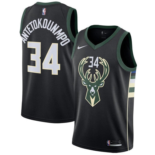 34-Giannis Antetokounmpo Milwaukee Bucks Swingman Jersey - Statement Edition – Black