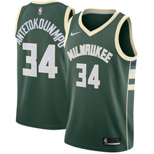 Load image into Gallery viewer, 34-Giannis Antetokounmpo Milwaukee Bucks Swingman Jersey Green - Icon Edition