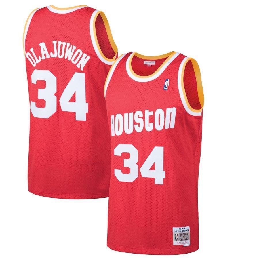 34-Hakeem Olajuwon Houston Rockets  1993-94 Hardwood Classics Swingman Jersey - Red