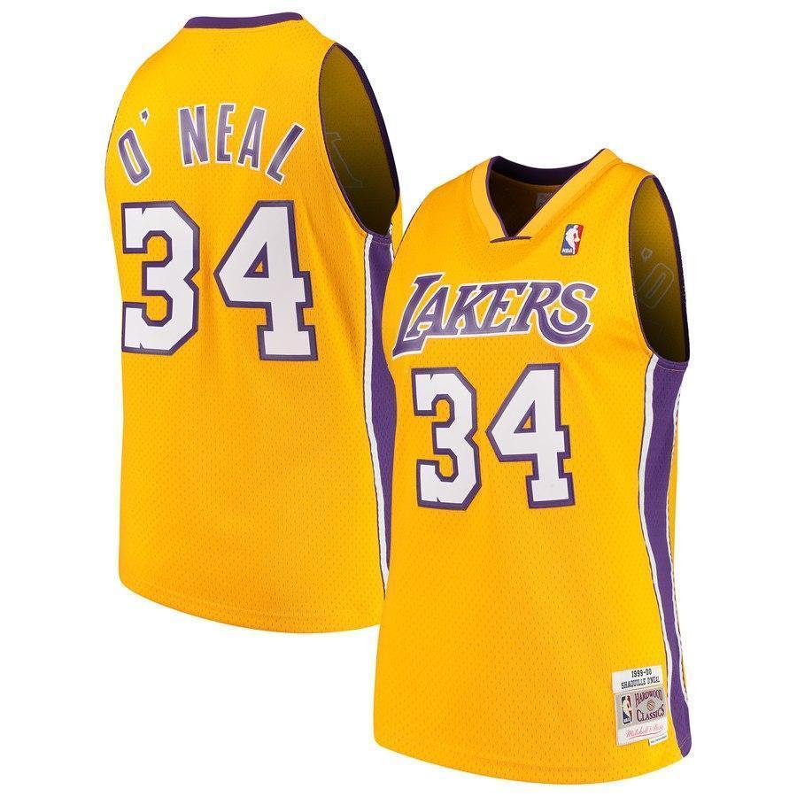 34- Shaquille O'Neal Los Angeles Lakers 1996-97 Throwback Authentic Home Jersey - Gold