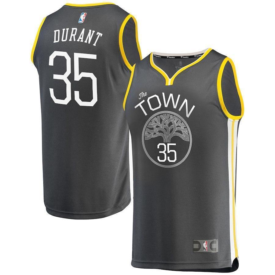 35-Kevin Durant Golden State Warriors  Jersey Charcoal - Statement Edition