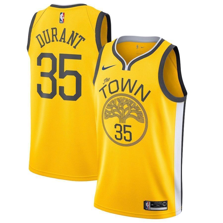 35-Kevin Durant Golden State Warriors  Swingman Jersey Yellow – Earned Edition