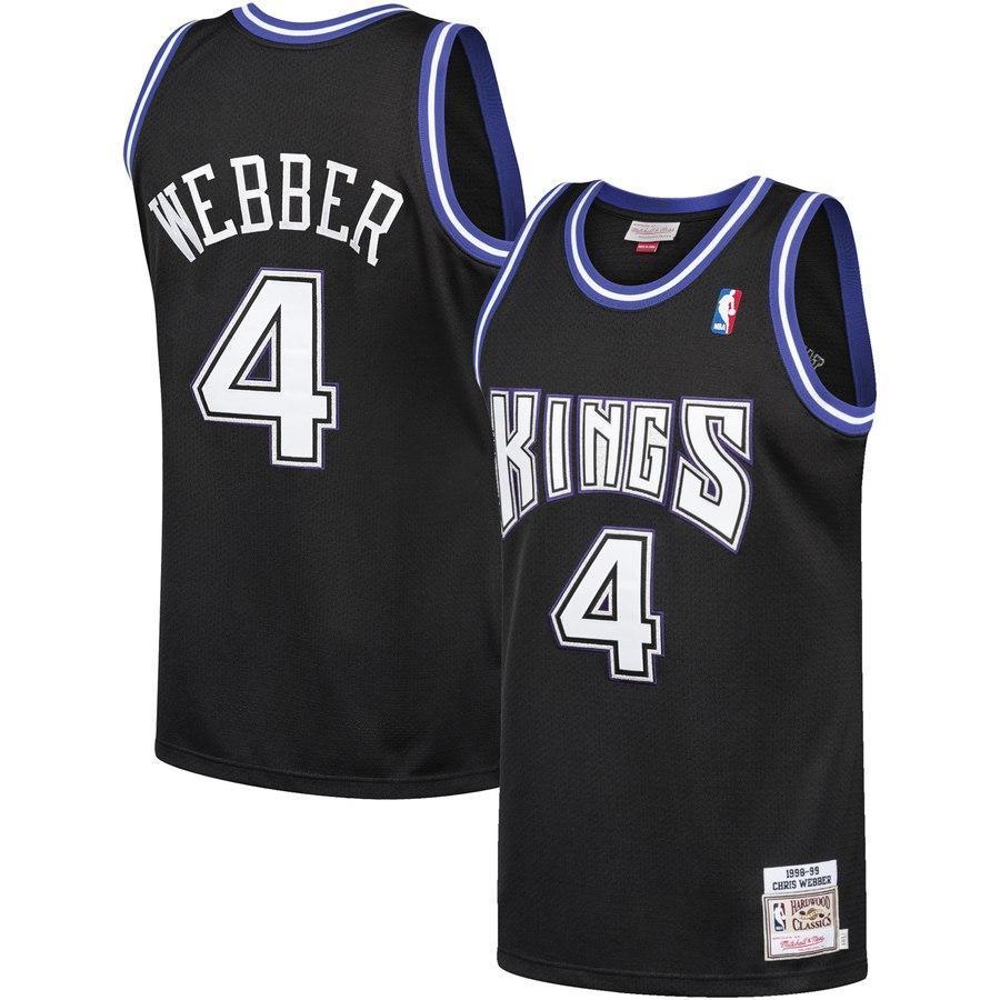 4-Chris Webber Sacramento Kings 1998-99 Hardwood Classics Authentic Jersey - Black