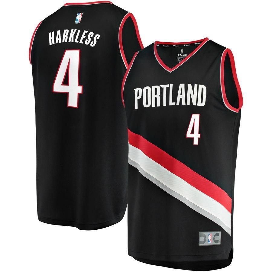 4-Maurice Harkless Portland Trail Blazers  Jersey Black - Icon Edition