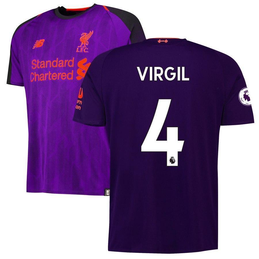 4-Virgil Van Dijk Liverpool New Balance 2018-19 Away Player Jersey – Purple