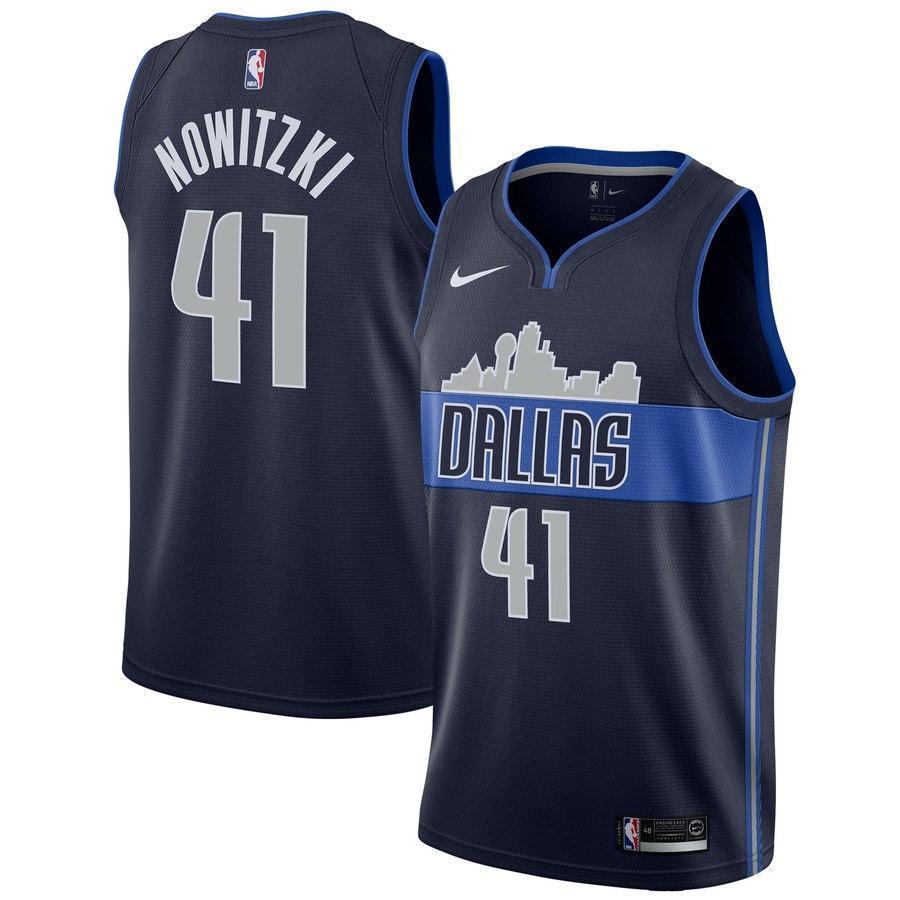 41-Dirk Nowitzki Dallas Mavericks Swingman Jersey - Statement Edition – Navy