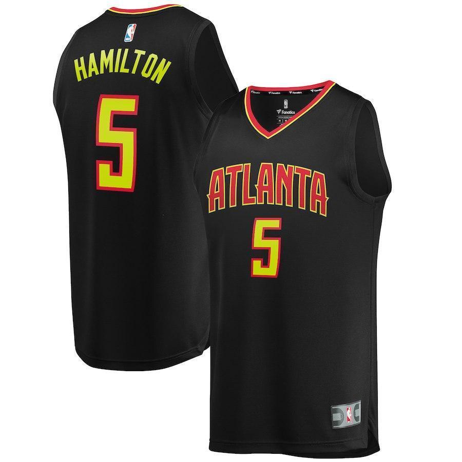 5-Daniel Hamilton Atlanta Hawks Jersey Black - Icon Edition