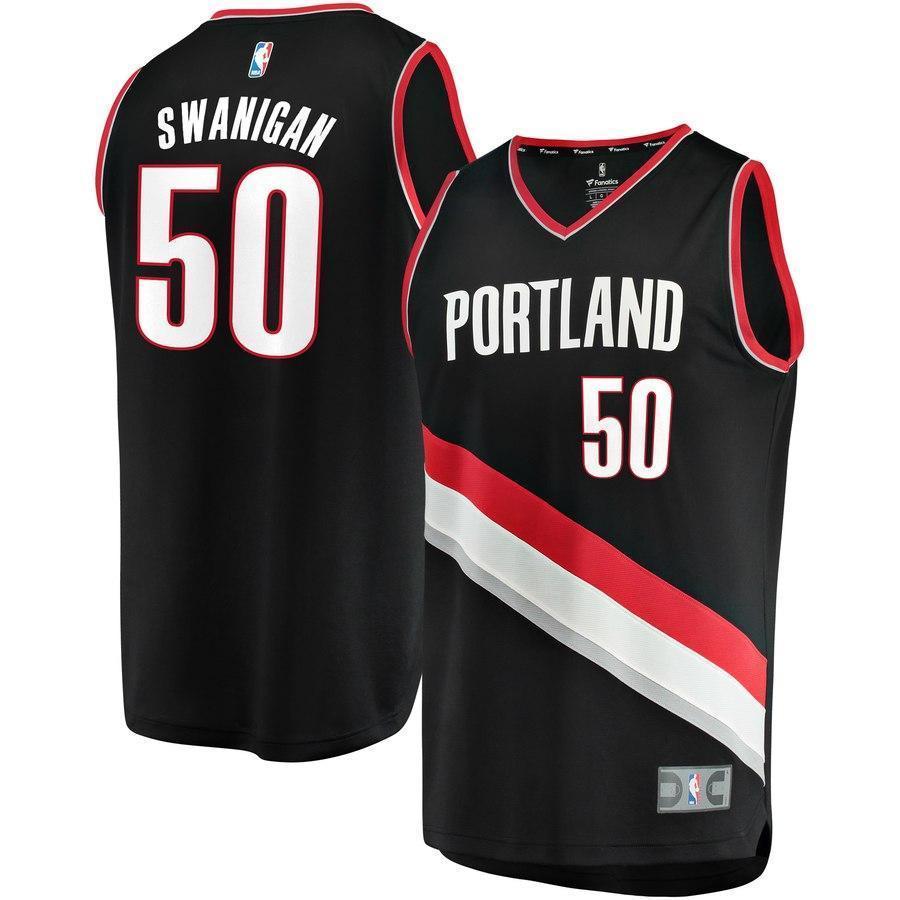 50-Caleb Swanigan Portland Trail Blazers  Jersey Black - Icon Edition