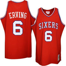 Load image into Gallery viewer, 6- Philadelphia 76ers Julius Erving Red Hardwood Classics Throwback Basketball Jersey