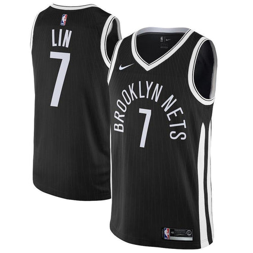 7-Jeremy Lin Brooklyn Nets Swingman Jersey Black - City Edition