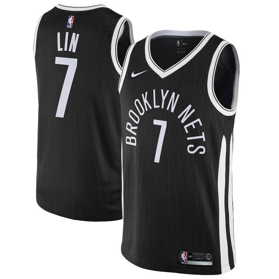 7-Jeremy Lin Brooklyn Nets Swingman Jersey Black - City Edition