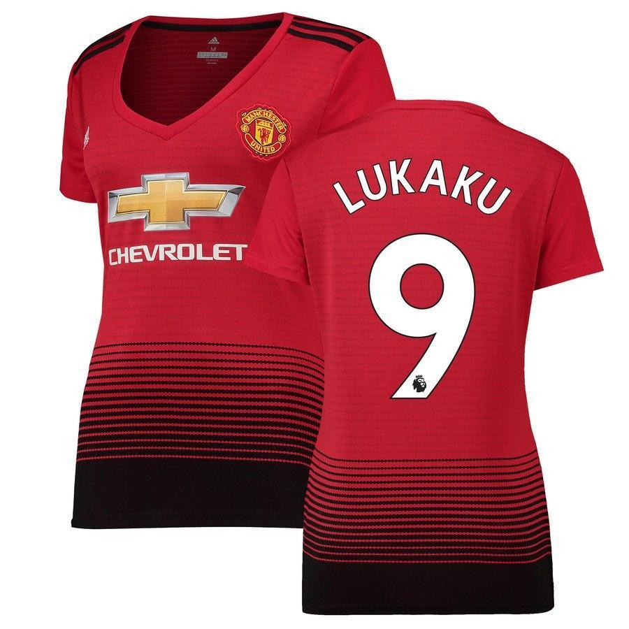 9-Romelu Lukaku Manchester United Women's 18-19 Home Jersey – Red