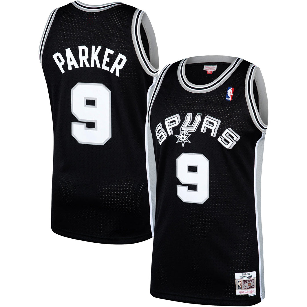 9-Tony Parker San Antonio Spurs  2001-02 Hardwood Classics Swingman Jersey – Black